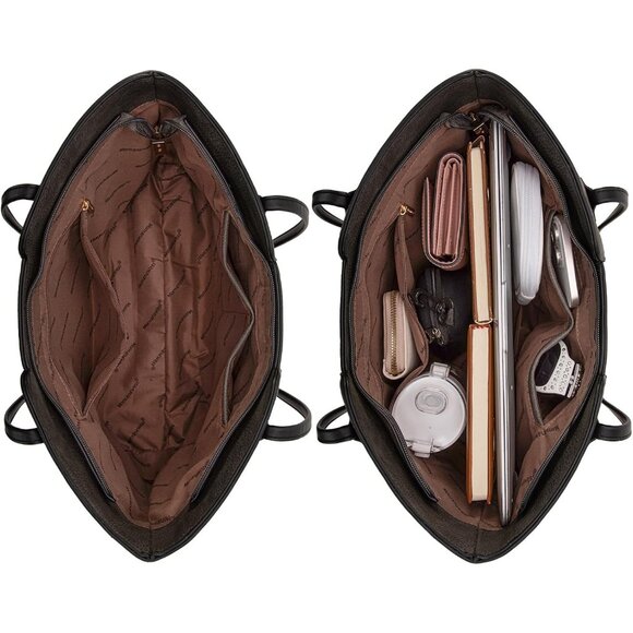 Women Dusty Grey Imported Vegan Leather Medium Top Handle Satchel Tote Bags - Picture 5 of 6